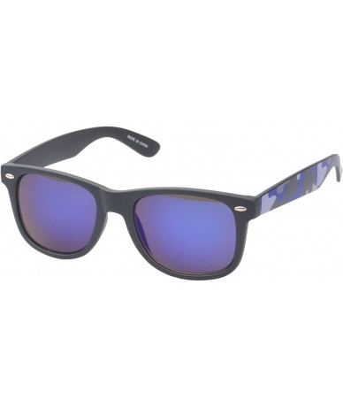 Wayfarer 'Baldwin' Retro Square Camouflage Fashion Sunglasses - Blue - CY11ORPV217 $18.05