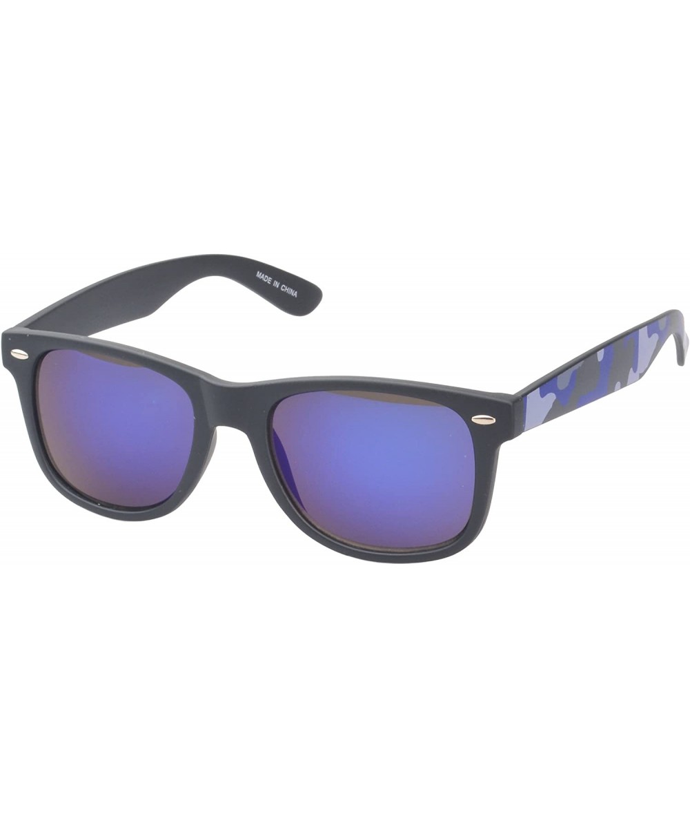 Wayfarer 'Baldwin' Retro Square Camouflage Fashion Sunglasses - Blue - CY11ORPV217 $20.00