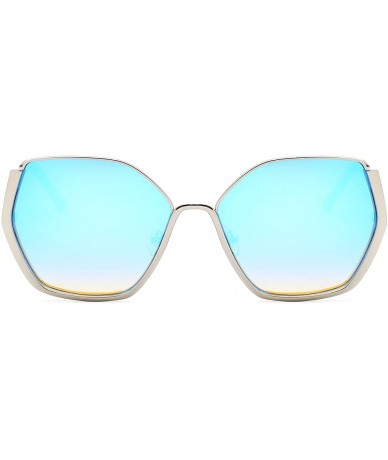 Oversized Chic Off-duty Metal Hexagonal Sunglasses for Men Women - D - C2182L4IM8A $17.82