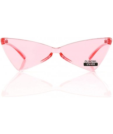 Rimless Triangle Rimless Sunglasses One Piece Colored Transparent Sunglasses For Women and Men - Pink - C018LANUTMD $18.78
