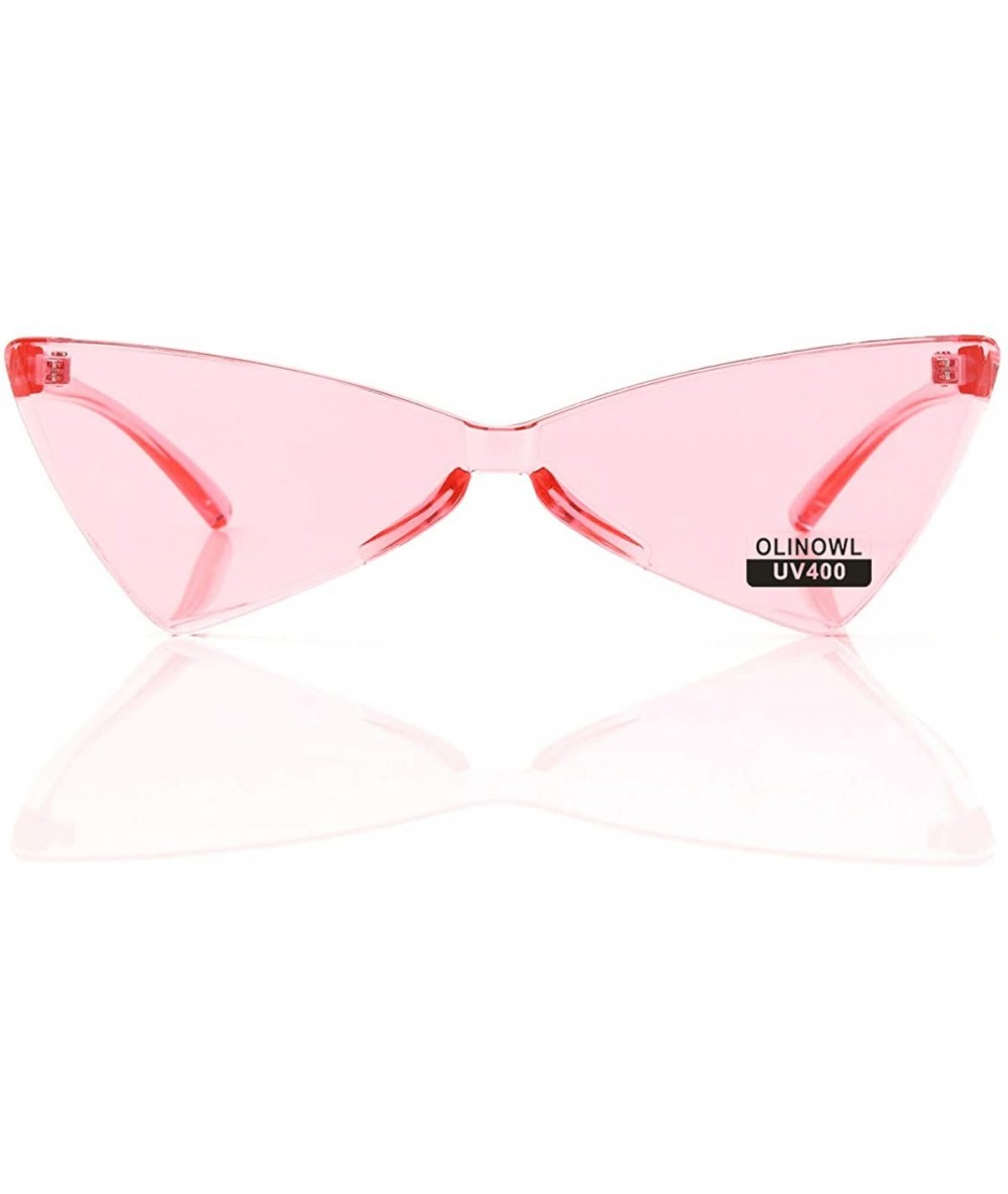 Rimless Triangle Rimless Sunglasses One Piece Colored Transparent Sunglasses For Women and Men - Pink - C018LANUTMD $20.44