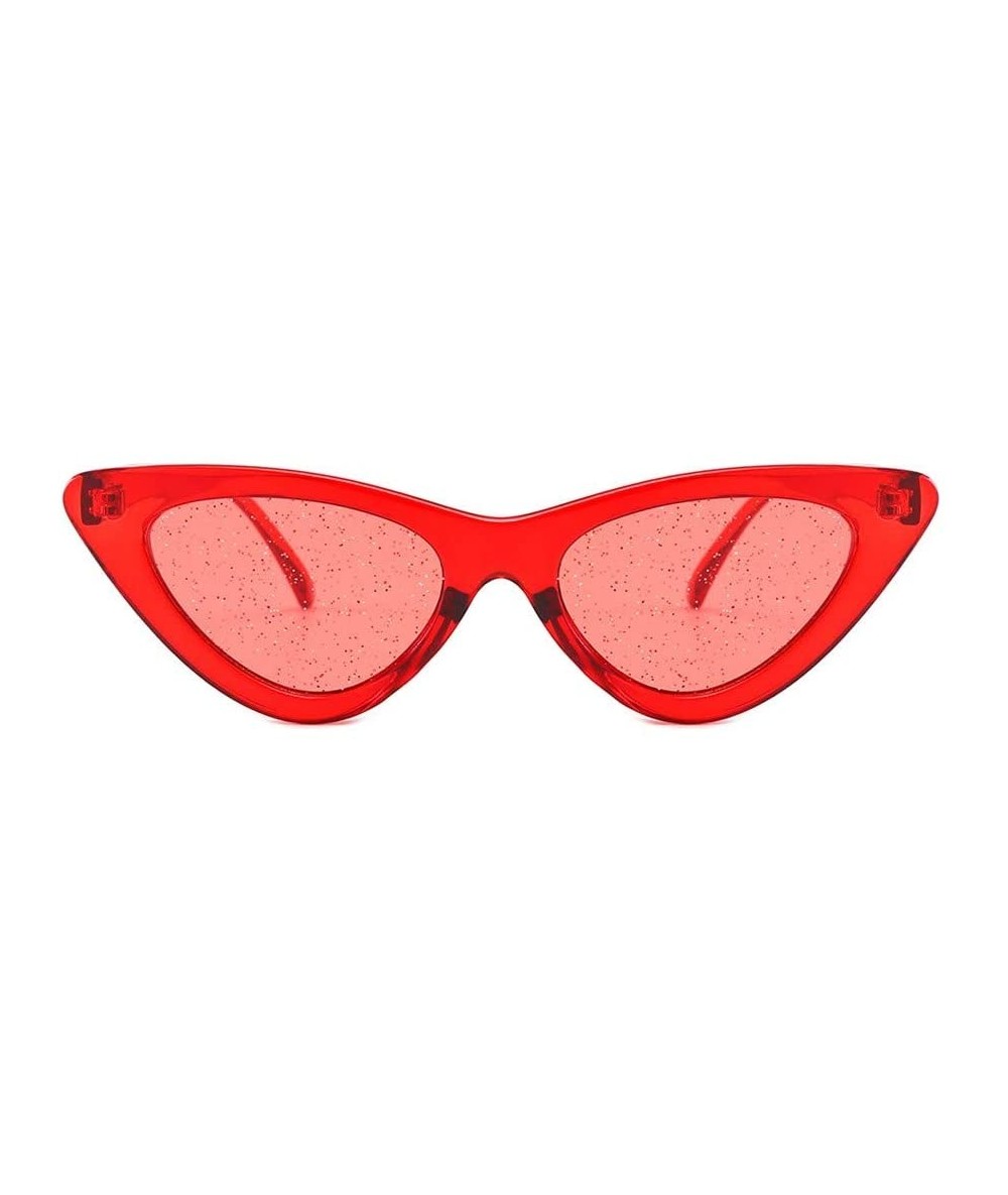 Cat Eye Women's Fashion Sunglasses-Cat Eye Sunglasses Jelly Sunshade Sunglasses Integrated Sexy Vintage Glasses (Red) - C918O...