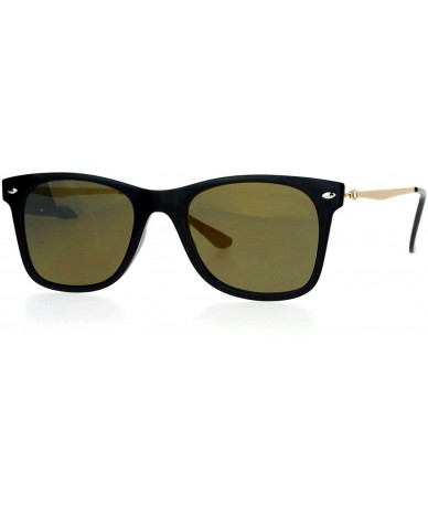 Wayfarer Retro Minimal Plastic Mirror Flat Lens Horned Sunglasses - Black Gold - C112G7GVOZ7 $10.95