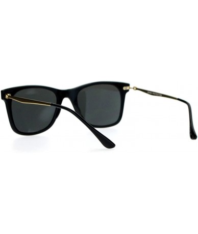 Wayfarer Retro Minimal Plastic Mirror Flat Lens Horned Sunglasses - Black Gold - C112G7GVOZ7 $10.95