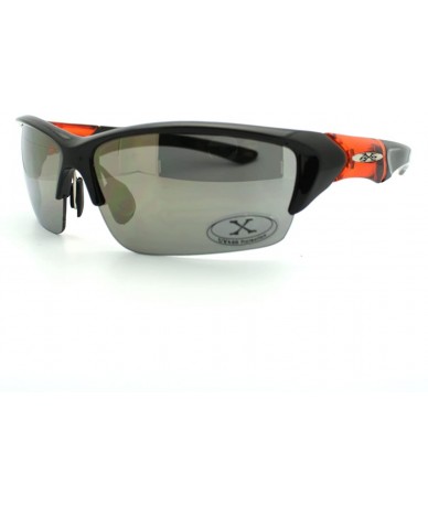 Sport Mens Sports Sunglasses Half Rim Wrap Around Golf Baseball All Sports - Black (Orange Detail) - CM11D4PKGXL $12.27