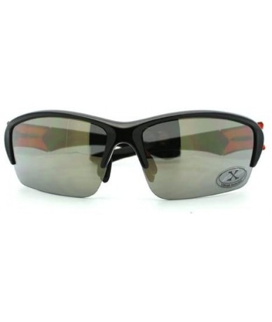 Sport Mens Sports Sunglasses Half Rim Wrap Around Golf Baseball All Sports - Black (Orange Detail) - CM11D4PKGXL $12.27