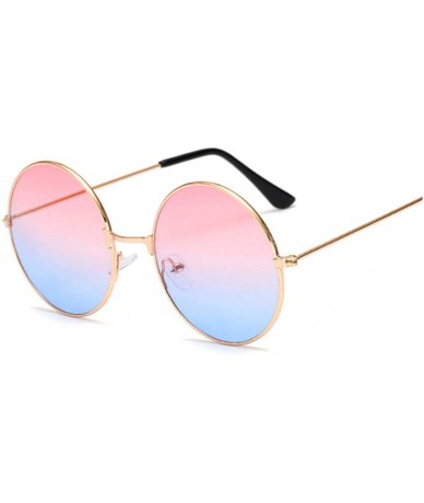 Rimless Retro Small Round Sunglasses Women Vintage Brand Shades Metal Sun Glasses Fashion Designer Lunette - Pink Blue - C419...