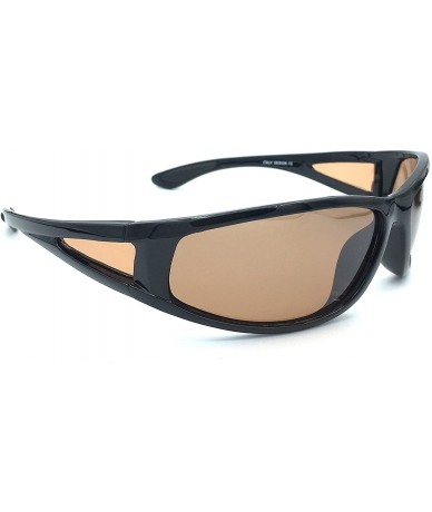 Round Blue Blocking Polarized Sport Sunglasses for men or women 100% UVA/UVB Copper Lens - Black - CN187IWDOC7 $10.89