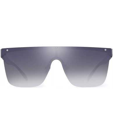 Rimless Rimless Shield Sunglasses One Piece Flat Top Mirror Glasses Women Men - Mirror Silver Gradient Lens - CI18RR0L9Q2 $17.24
