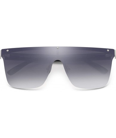 Rimless Rimless Shield Sunglasses One Piece Flat Top Mirror Glasses Women Men - Mirror Silver Gradient Lens - CI18RR0L9Q2 $17.24