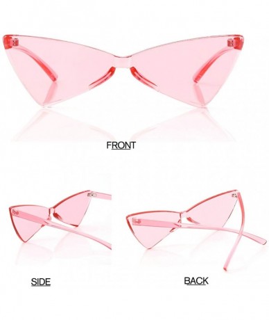 Rimless Triangle Rimless Sunglasses One Piece Colored Transparent Sunglasses For Women and Men - Pink - C018LANUTMD $20.44