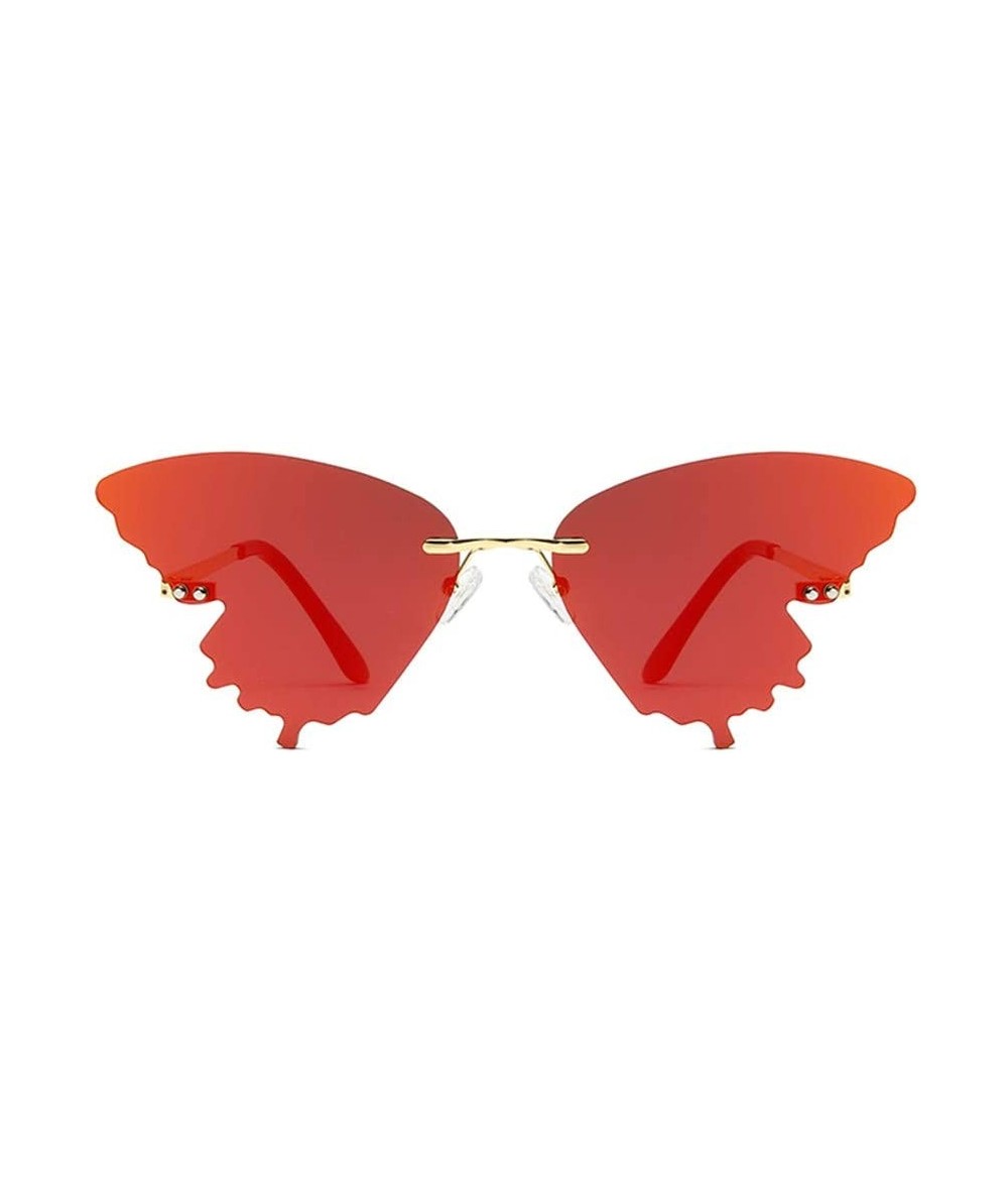 Butterfly Sunglasses - Butterfly Shaped Rimless Sunglasses Colored Transparent Glasses Butterfly Shape Eyewear - A - CU1906AX...