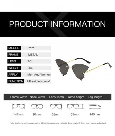 Butterfly Sunglasses - Butterfly Shaped Rimless Sunglasses Colored Transparent Glasses Butterfly Shape Eyewear - A - CU1906AX...