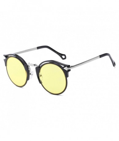 Square 2020 Sunglasses Female Retro Big Frame Arrow Glasses Bright Sunglasses (Black Frame Yellow Lens) - CC190L0YUWE $11.52