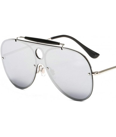Goggle Oversize Sunglasses Reflective Glasses - Silver - CA192ZHD4QS $28.68