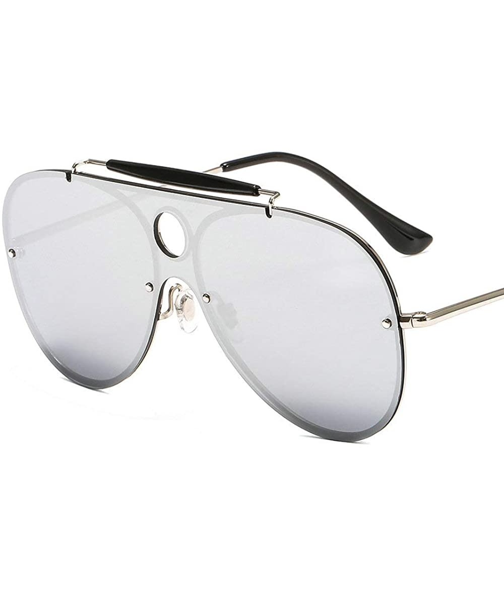 Goggle Oversize Sunglasses Reflective Glasses - Silver - CA192ZHD4QS $12.52