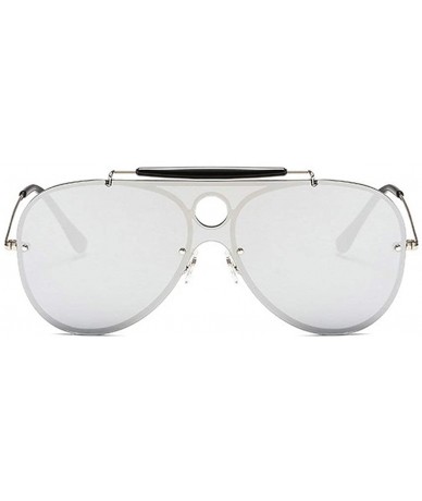 Goggle Oversize Sunglasses Reflective Glasses - Silver - CA192ZHD4QS $12.52