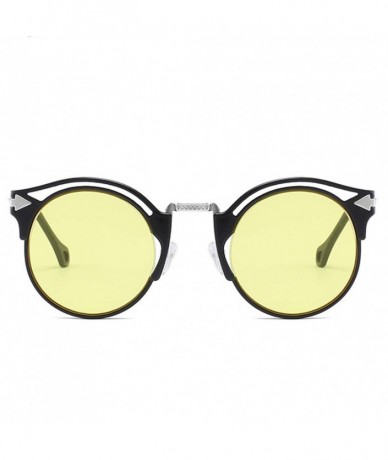 Square 2020 Sunglasses Female Retro Big Frame Arrow Glasses Bright Sunglasses (Black Frame Yellow Lens) - CC190L0YUWE $11.52
