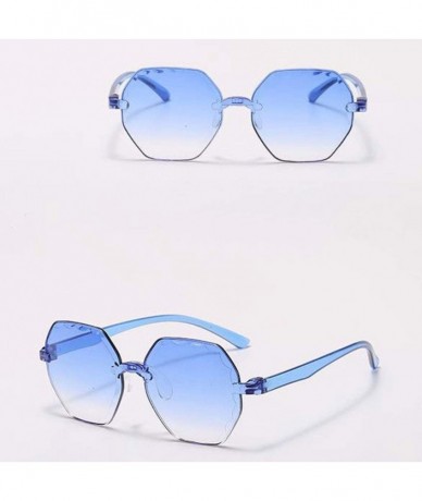 Semi-rimless Colorful Frameless Multilateral Shaped Sunglasses Jelly Candy Color Sunglasses for Party Gifts - Sky Blue - CG19...