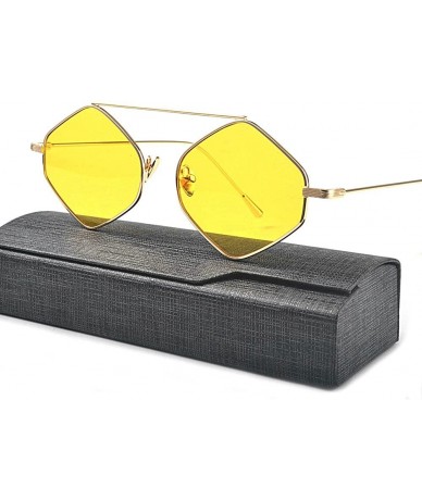 Square Fashion Small Polygon Sunglasses Unisex 2018 Hot Sale Sexy Colorful Lens - Yellow - CC180Q24QCZ $25.24