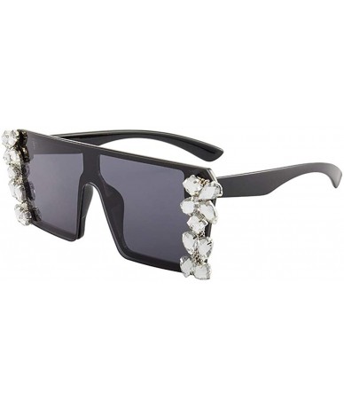 Oversized Rhinestones Sunglasses for Women Trendy Oversized Diamond One Piece Frame Eyewear UV Protection - C8190HCQHZ3 $22.11