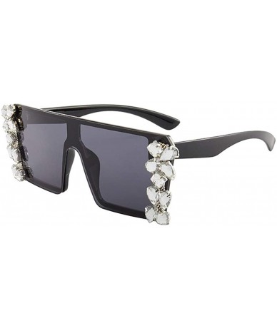 Oversized Rhinestones Sunglasses for Women Trendy Oversized Diamond One Piece Frame Eyewear UV Protection - C8190HCQHZ3 $8.39