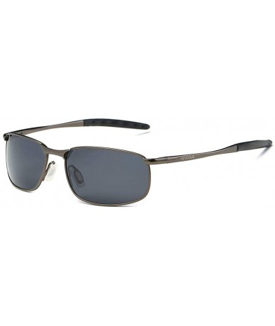 Rectangular Polarized Sunglasses For Men Rectangle Metal Frame Retro Sun Glasses AE0395 - Gray&black - CI17YAOX2YZ $10.17