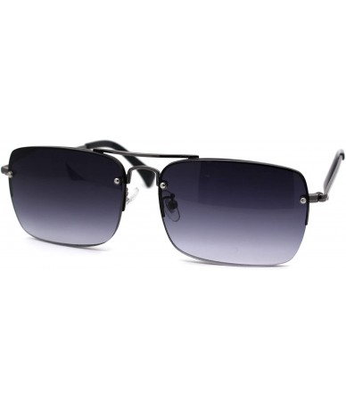 Rimless Mens Mod Rimless Rectangular Gradient Lens Powered Reading Sunglasses - Gunmetal Smoke - C118XD4OSLD $30.57