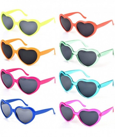 Oversized 8 Pack of Neon Colors Heart Shaped Sunglasses in Bulk for Women Bachelorette Party Favors Accessories - CP194RO488G...