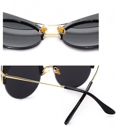 Semi-rimless Cat Eye Sunglasses Retro Eyewear Half frame eyeglasses for Men women - Red Blue - C618EOW65LZ $9.58