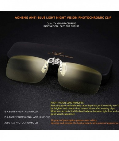 Square Night Driving Clip on Glasses HD Night Vision Blue Light Blocking Computer Clip - Standard Size(37mm)flip - CC18ZZ9ZDY...