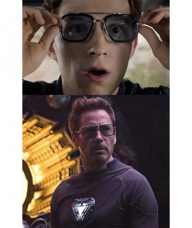 Aviator Polarized Retro Square Sunglasses Metal Frame for Men Women Sunglasses Downey Iron Man Tony Stark - CF18X52ZSKM $14.39