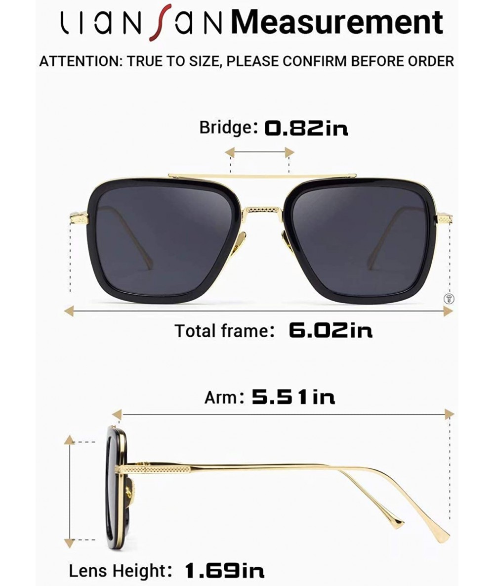 Polarized Retro Square Sunglasses Metal Frame for Men Women Sunglasses ...