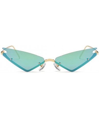 Square Unisex Fashion Cat Eye Metal Frame Candy Color Small Sunglasses UV400 - Green - CR18NKQHCOT $18.92