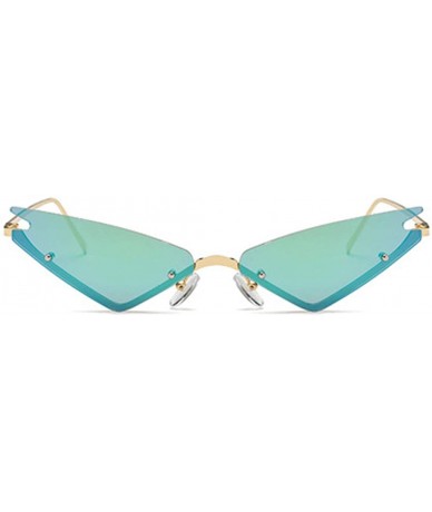 Square Unisex Fashion Cat Eye Metal Frame Candy Color Small Sunglasses UV400 - Green - CR18NKQHCOT $9.46