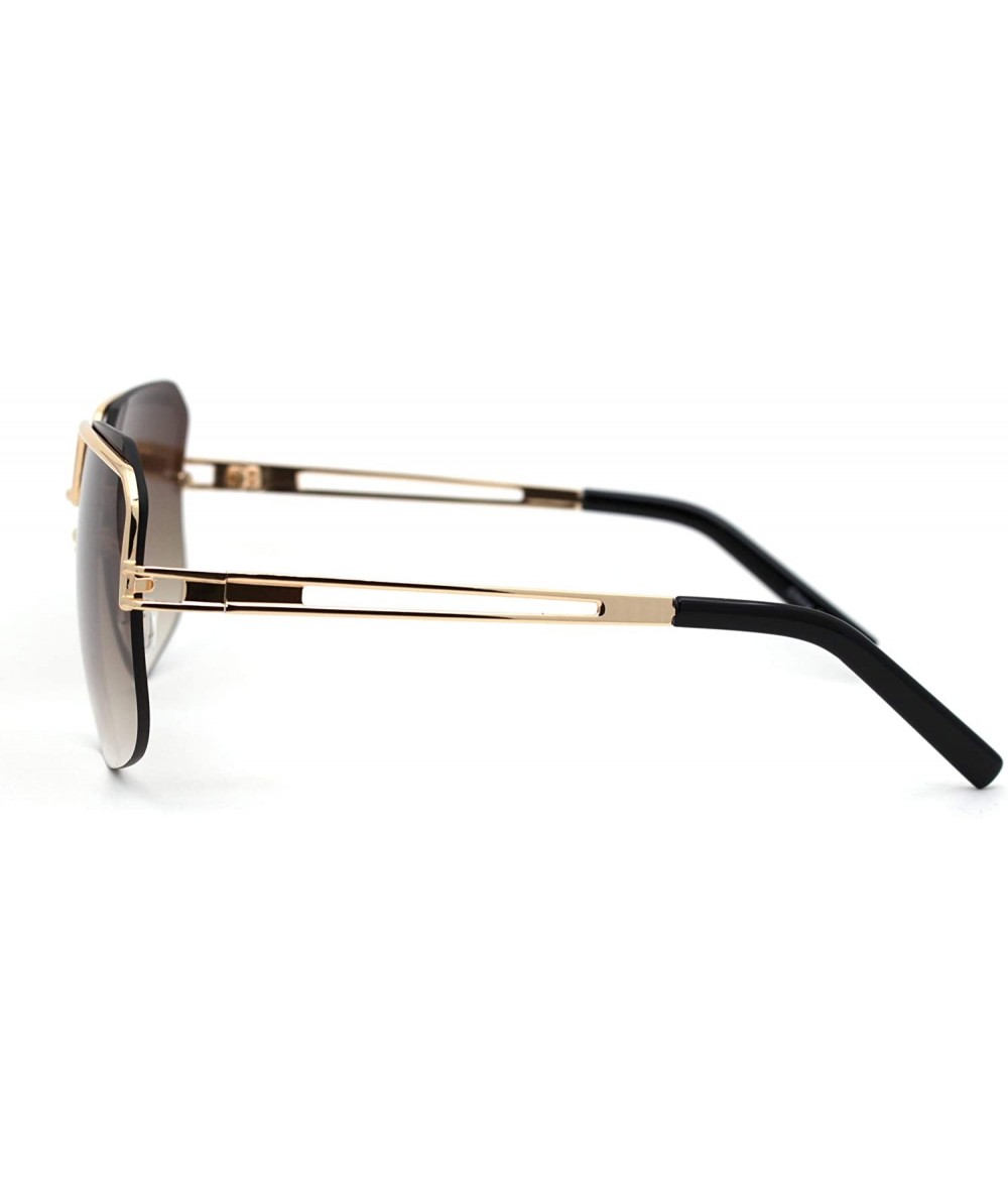 Womens Luxury Mobster Half Rim Exposed Lens Sunglasses - Gold Gradient ...