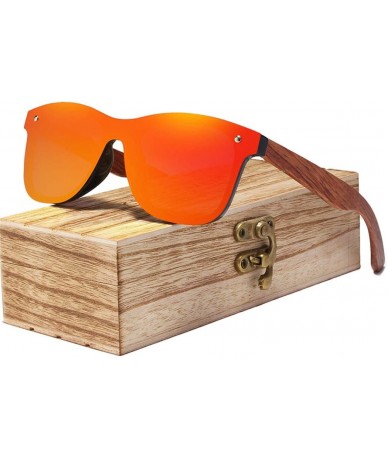 Semi-rimless Rimless Polarized Wood Sunglasses Men Square Frame Sun Glasses Women Sun Glasses Male - Green Bubinga Wood - CV1...