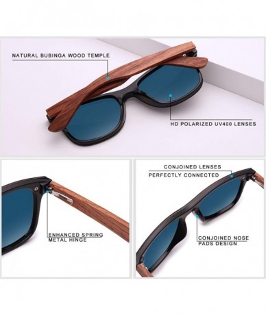 Semi-rimless Rimless Polarized Wood Sunglasses Men Square Frame Sun Glasses Women Sun Glasses Male - Green Bubinga Wood - CV1...