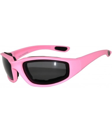 Goggle Motorcycle Padded Foam Glasses Smoke Mirror Clear Lens - Pink_smok - C212O51D83N $18.82