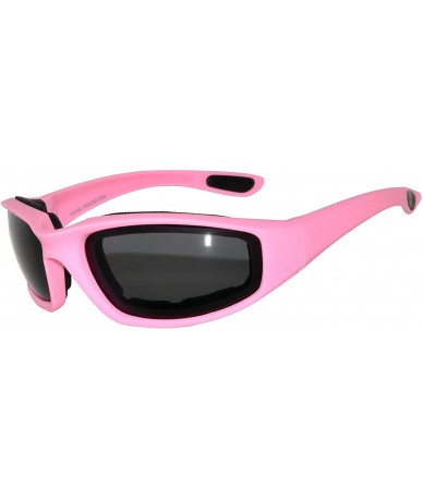 Goggle Motorcycle Padded Foam Glasses Smoke Mirror Clear Lens - Pink_smok - C212O51D83N $10.38