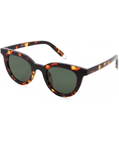 Round Vintage Inspired Horned Rim Plastic Frame Round Sunglasses - Tortoise - CA18M0LTX0K $10.63