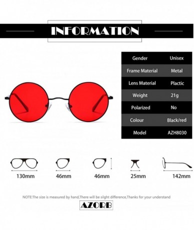 Round Small Round Sunglasses for Women Men John Lennon Hippie Glasses- UV400 Protection - Black/Red - CR194QY5S2U $8.08