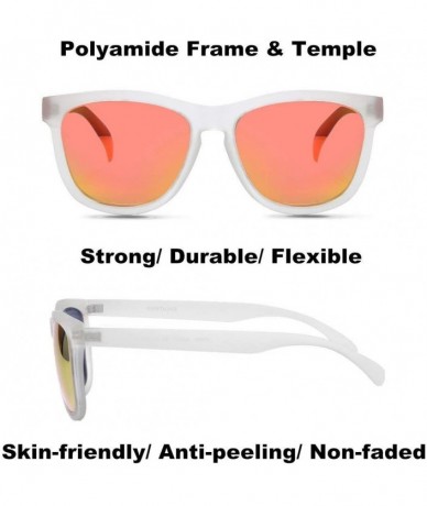 Wayfarer Clear Frame Sunglasses Mirrored Polarized Lightweight Square UV400 (Matt Clear/ Orange Red) - Matt Clear/ Orange - C...