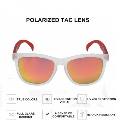 Wayfarer Clear Frame Sunglasses Mirrored Polarized Lightweight Square UV400 (Matt Clear/ Orange Red) - Matt Clear/ Orange - C...