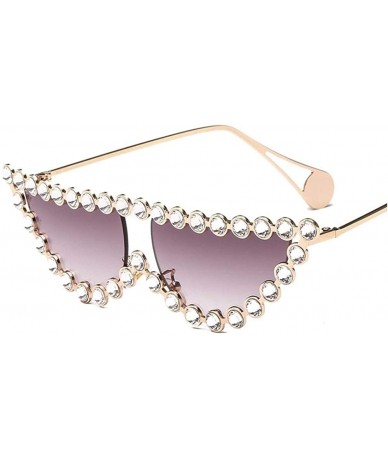 Cat Eye Fashion Diamond Frame Cat Eye Sunglasses Women Luxury Brand Vintage Triangle Shades Rhinestone Sunglasses Female - CK...