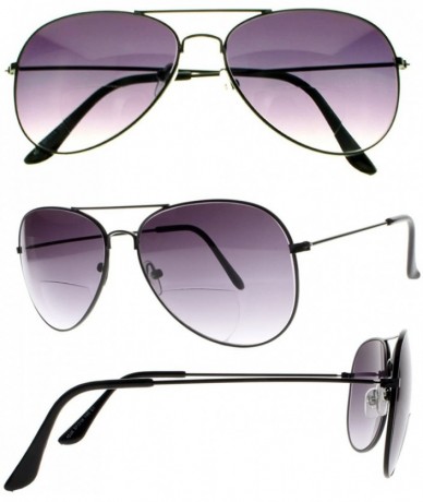 Aviator Mens Retro Vintage Aviator Bifocal Tinted UV400 Protect Sunglasses Reading Glasses - Black - C818EK9AX3W $17.01