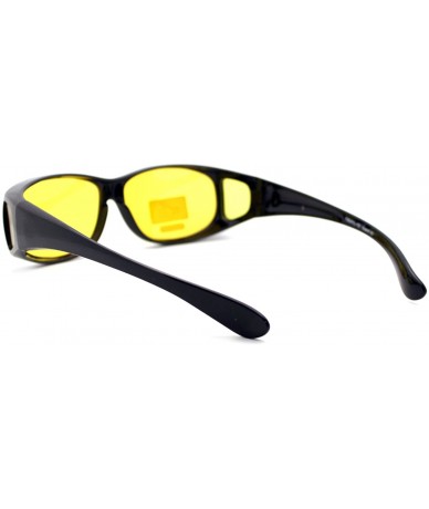 Oval Fit Over Small Glasses Foggy Gloomy Weather Yellow Lens Sunglasses - Black - CP18882KMX6 $8.91