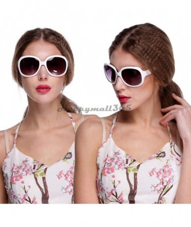 Oval Women Retro Style Anti-UV Sunglasses Big Frame Fashion Sunglasses - White - CV195NI5U60 $14.40