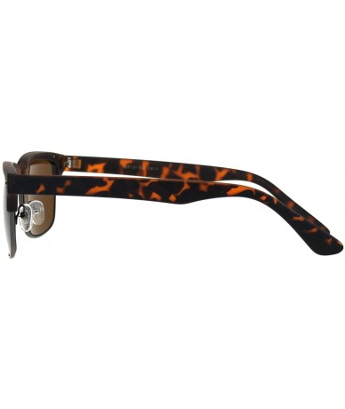 Rectangular Mens Classic Rectangular Narrow Half Horn Rim Mod Hipster Sunglasses - Matte Tortoise Gunmetal Brown - CW18HK22NO...