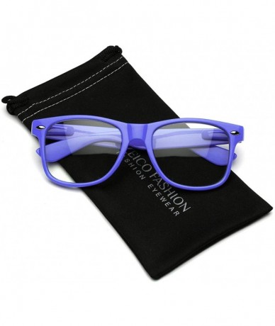 Oversized Iconic Square Non-Prescription Clear Lens Retro Fashion Nerd Glasses Men Women - Egyptian Blue - CD195I8CT9N $22.18